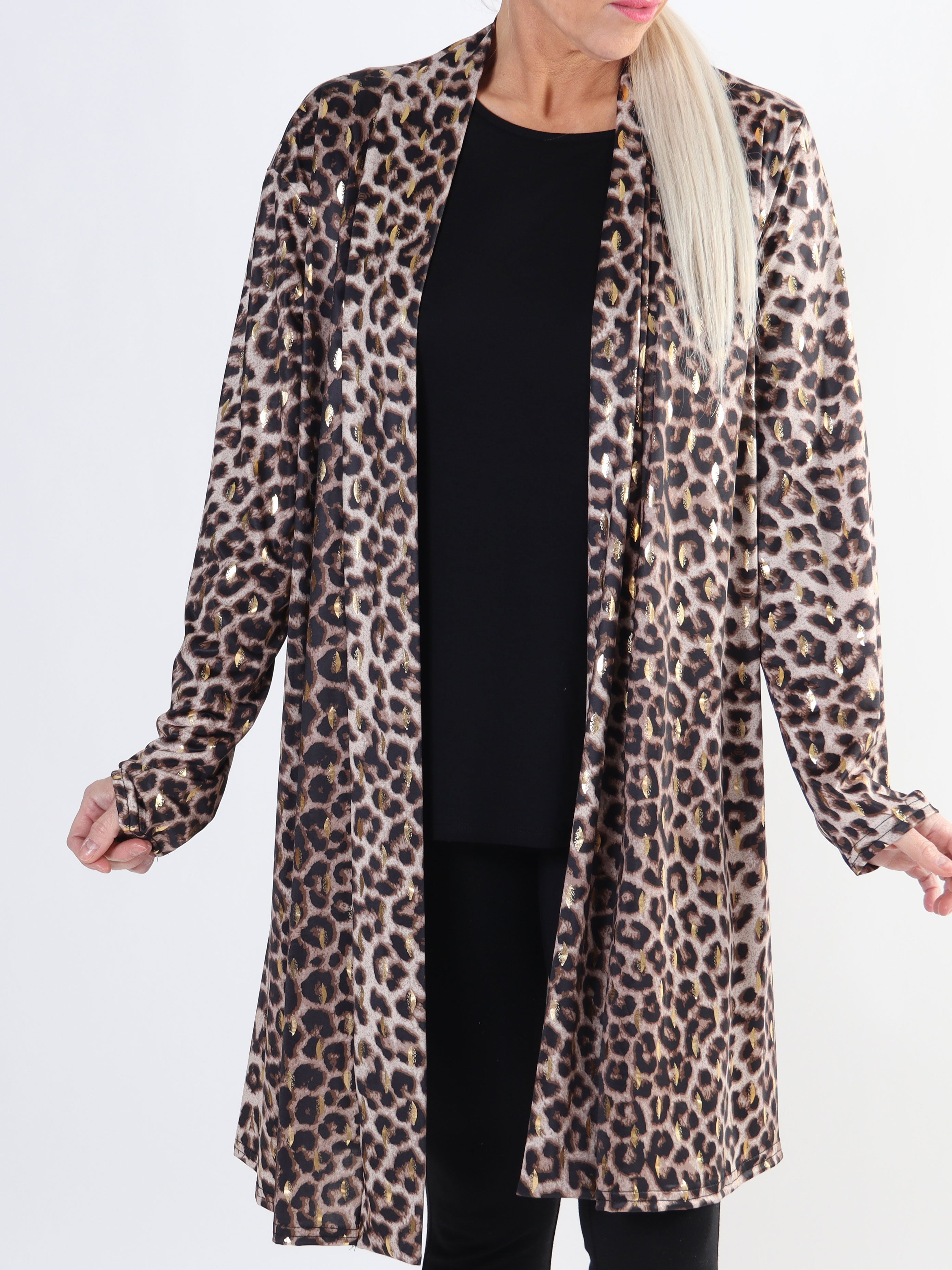 Rosa Animal - Elastisk plus size kofta med tryck